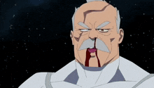 a cartoon character with a mustache and blood on his nose