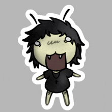 a cartoon drawing of a person with a cross necklace