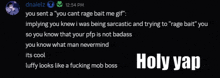 a screenshot of a reply from dnaielz at 12:54 pm