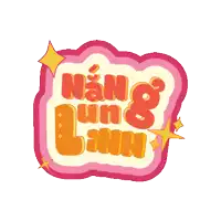 a pink and orange sticker that says ' nâng un lan '