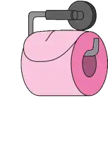 a roll of pink toilet paper is hanging on a holder