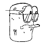 a black and white drawing of a cartoon character wearing sunglasses and a baseball cap .