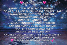 a poster with a galaxy in the background and the words " kjere mamma "