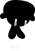 a black silhouette of a cartoon character with tears running down his face .