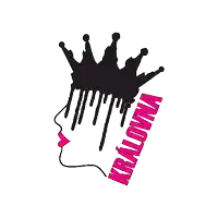 a drawing of a woman 's face with a crown on her head and the word kralovna below it .