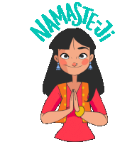 Praying Girls Says Namaste Ji In Hindi Sticker - Dilliwali Namaste Ji Praying Stickers