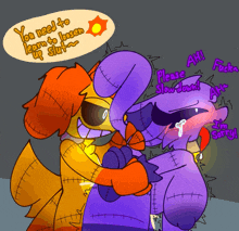 a drawing of a stuffed animal with the words " you need to learn to losen up slut " on top