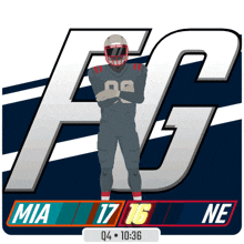 a football player is standing in front of a large letter f