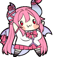 a cartoon drawing of a girl with long pink hair