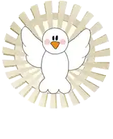 a white bird with an orange beak is surrounded by golden rays