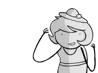 a black and white drawing of a girl with a hat