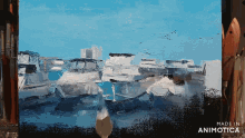a painting is being painted with the words made in animotica below it