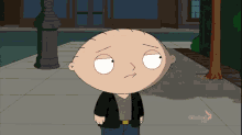 a cartoon character is standing on a sidewalk with the words global hd on the bottom