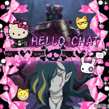 a picture of a hello kitty and a hello chat