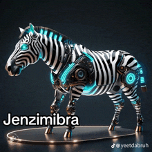 a picture of a zebra with the name jenzimibra on the bottom
