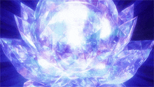 a purple and blue lotus flower with a light coming out of it