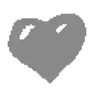 a pixel art illustration of a gray heart with a hole in the middle .