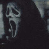 a person wearing a scream mask with a hood on