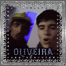 a picture of two young men with the name oliveira on it