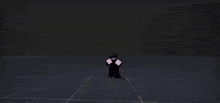 a pixel art of a person standing in a circle in a dark room .