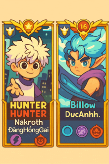 hunter hunter and billow ducanhh are featured on a card