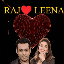 a picture of a man and a woman with the words raj leena on the bottom