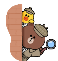 Brown And Cony Looking Sticker - Brown And Cony Looking Investigating Stickers
