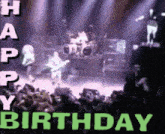 a birthday card with a picture of a band on stage