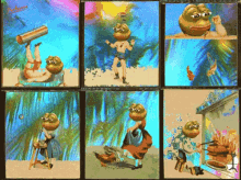 a cartoon of a frog with a telescope on his head is displayed