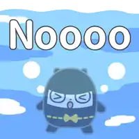 a cartoon character with a bow tie and the word nooo behind him