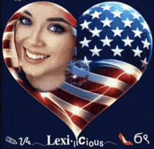 a picture of a woman in a heart with an american flag in the background