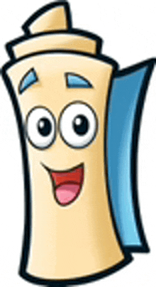a cartoon drawing of a map with a face and big eyes .
