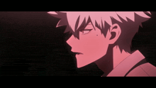 a close up of a anime character 's face with a red background