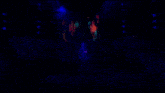 a man in a blue jacket stands in front of a neon cactus