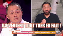 a man with a beard is talking on a tv show with the words " ils veulent tout tuer en fait " above him