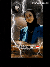a picture of a woman with lightning and the number 86