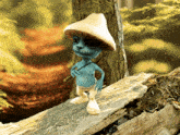 smurf cat walking log forest