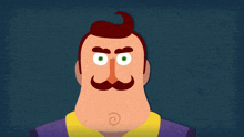 a cartoon of a man with a mustache and a yellow collar