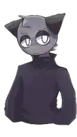 a drawing of a cat wearing a black sweater and a black turtleneck .