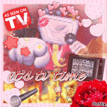 a poster that says it 's tv time with a microphone and a video game controller