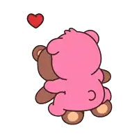 a brown teddy bear and a pink teddy bear standing next to each other