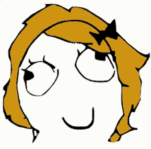 a cartoon drawing of a woman 's face with a bow in her hair