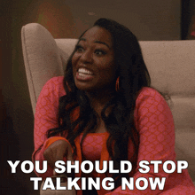 You Should Stop Talking Now Harper Bettencourt GIF - You Should Stop Talking Now Harper Bettencourt Laci Mosley GIFs