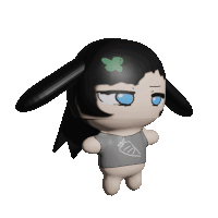 a doll with a carrot on her shirt