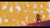 monkey d luffy from one piece is running in front of a wall of fire