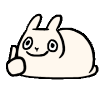 a cartoon rabbit is giving a thumbs up sign while laying down .