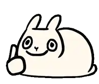 a cartoon rabbit is giving a thumbs up sign while laying down .