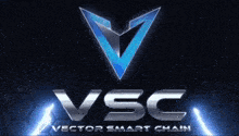 a logo for vector smart chain with a blue v
