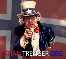 a poster of uncle sam pointing with the words stian trenger deg