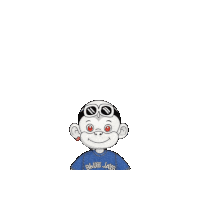 a cartoon character is wearing a blue jays shirt and shorts .